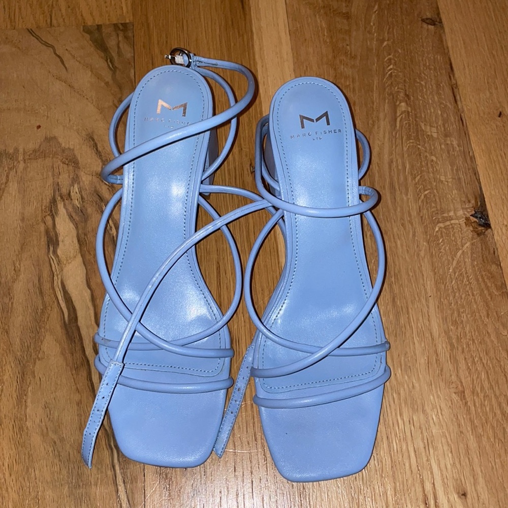 Marc Fisher Light Blue Strappy Square-Toe Sandals